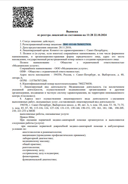 Лицензия Балтмед