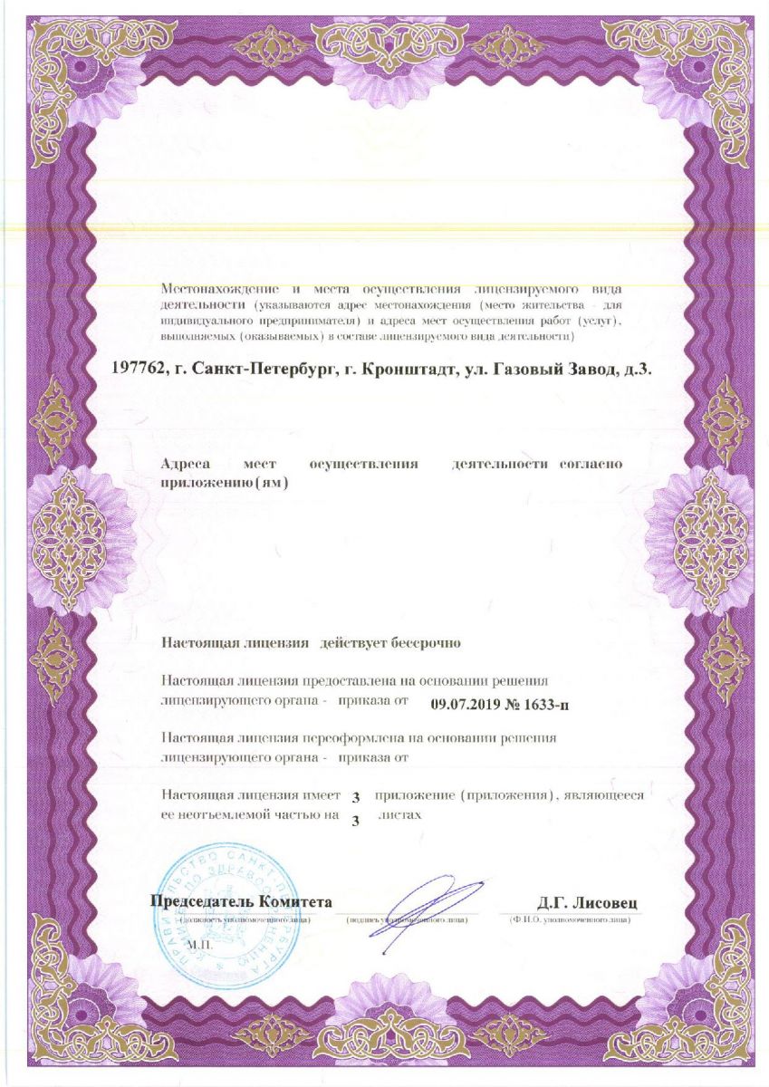 Лицензия Больница Ионана Кронштадтского