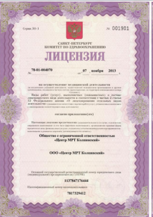 Лицензия ЦМРТ Колпино