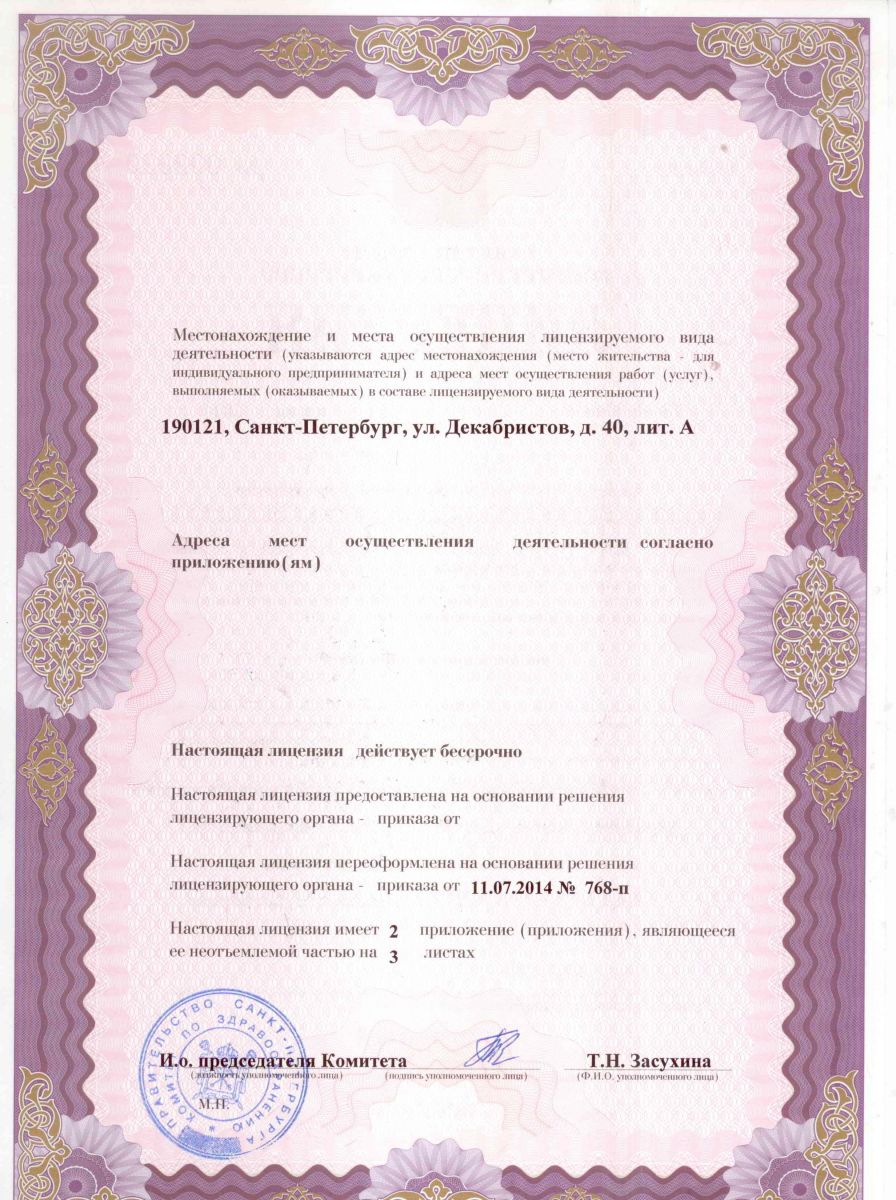 Лицензия детская больница 17 на Декабристов