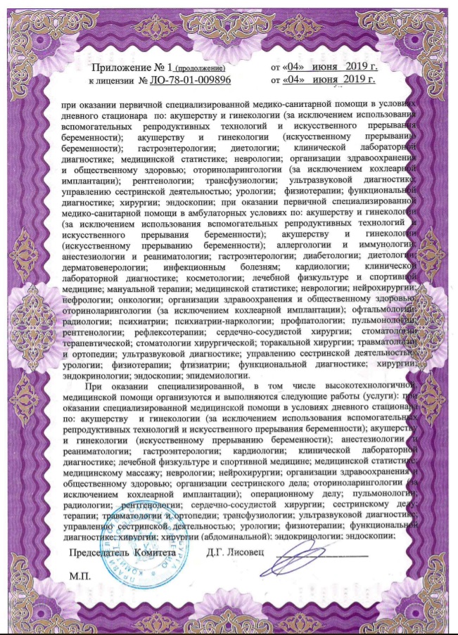 Лицензия Елизаветинская больница