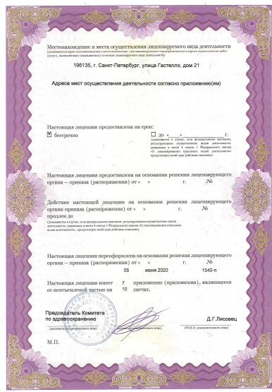 Лицензия Городская больница 20 на Гастелло