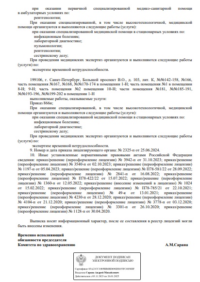 Лицензия городская больница 23 на Елизарова