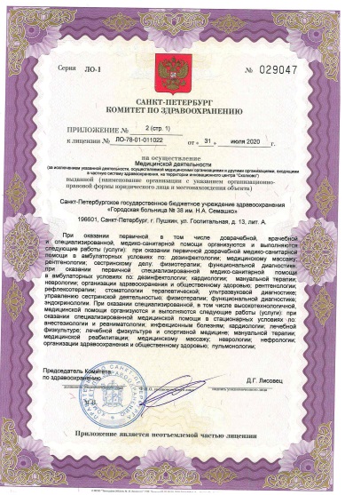 Лицензия городская больница 38 им Семашко