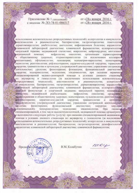 Лицензия Больница 4 Святого Георгия