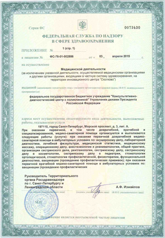 Лицензия КДС с поликлиникой ФГБУ