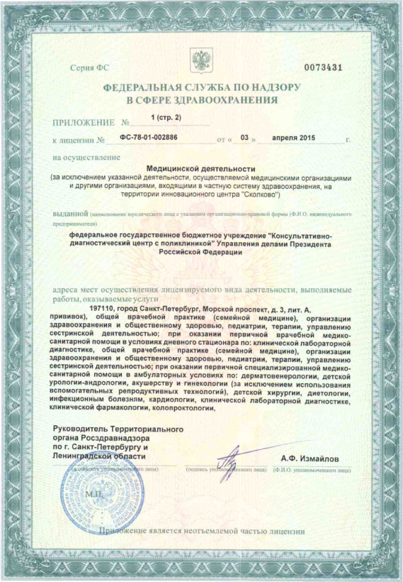 Лицензия КДС с поликлиникой ФГБУ