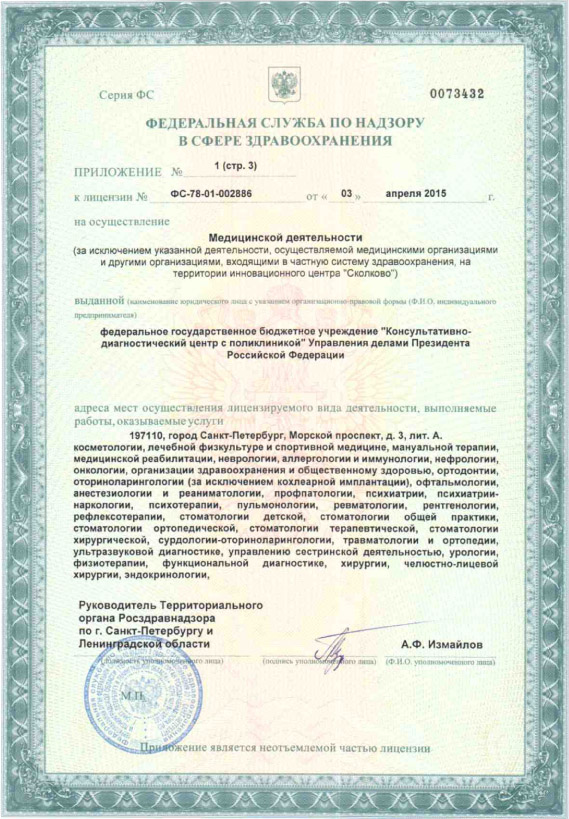 Лицензия КДС с поликлиникой ФГБУ