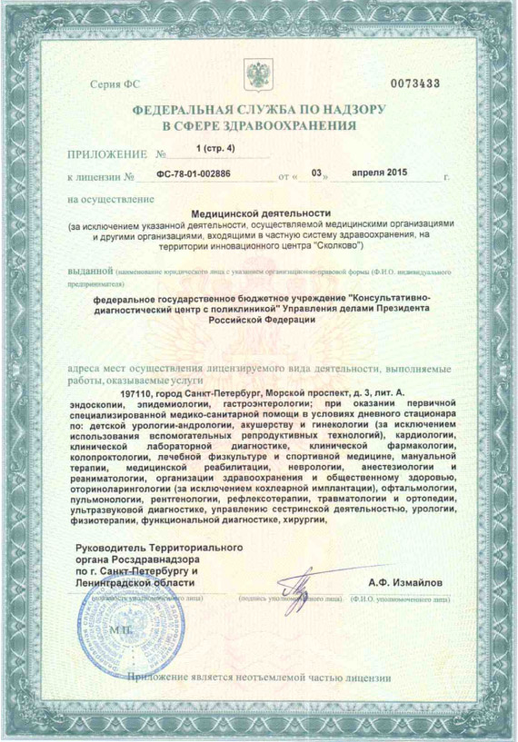 Лицензия КДС с поликлиникой ФГБУ