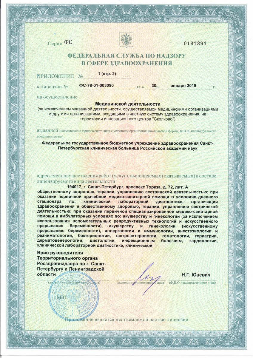 Лицензия Клиническая больница РАН