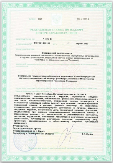 Лицензия НИИФ на Лиговском