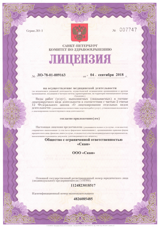 Лицензия Скан